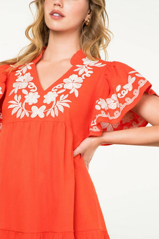 Thml - Flutter Sleeve Embroidered Dress