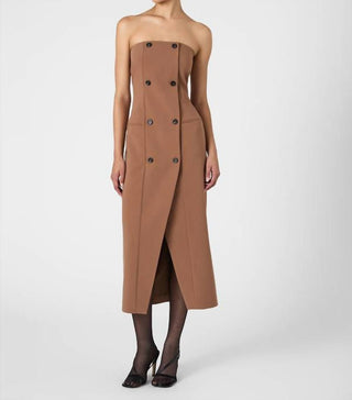 French Connection - AZRA TWILL STRAPLESS MIDI DRESS