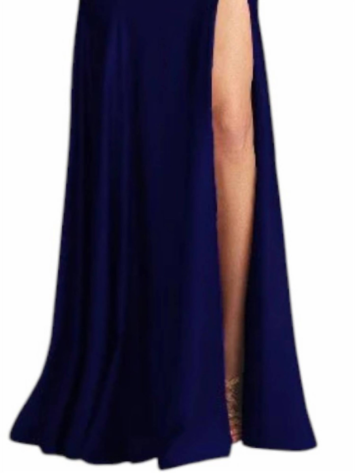 Fiesta Fashion - Satin Open Back High Slit Leg Evening Gown Maxi Dress