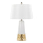 Penelope 22' Contemporary Ceramic Table Lamp with White & Gold Ceramic Body and White Shade