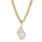 Eklexic - Women's Micro Royal Chain With Xl Baroque Pearl Pendant Necklace