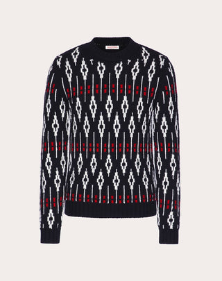Valentino - Geometric Pattern Crew Neck Sweater
