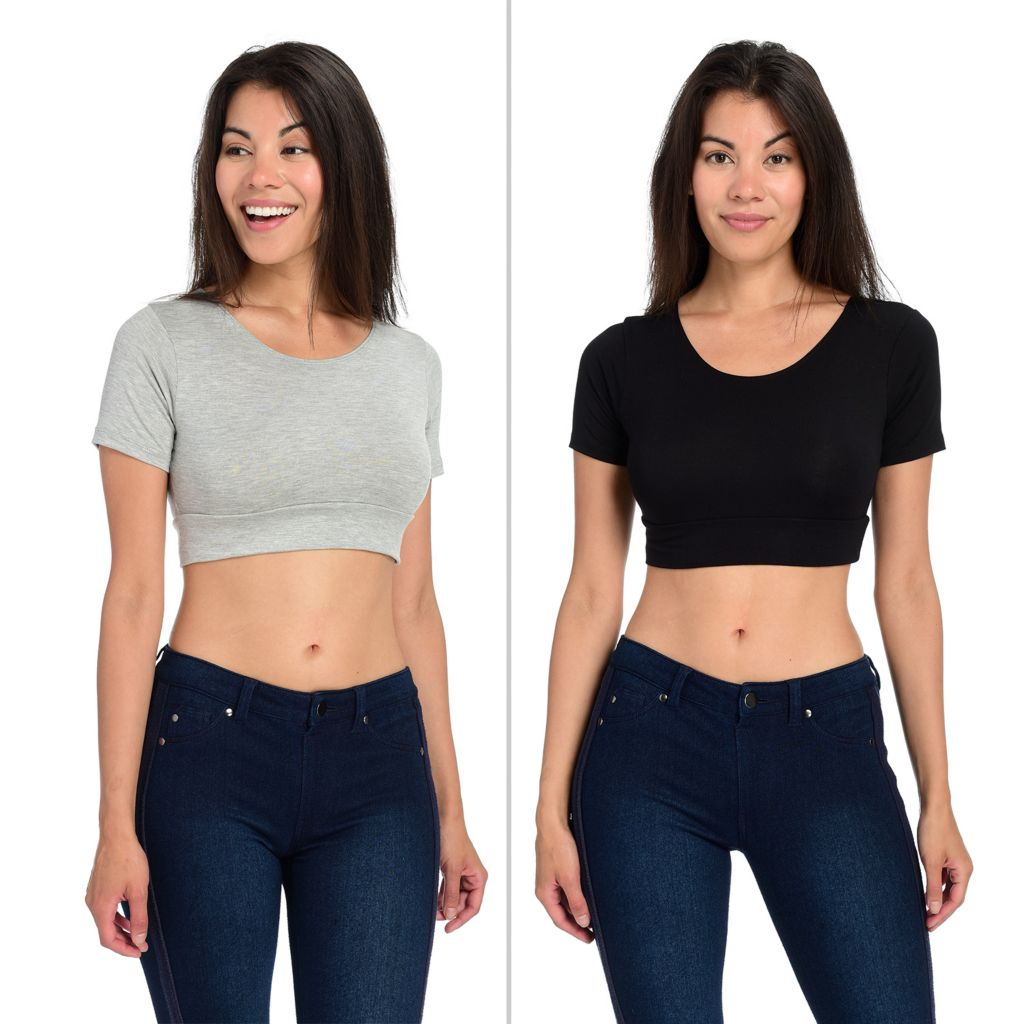 Halftee Short Sleeve Boyfriend Crew Neck Layering Top, 2-Pack