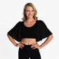 Halftee Knit & Woven Waterfall Sleeve Layering Top