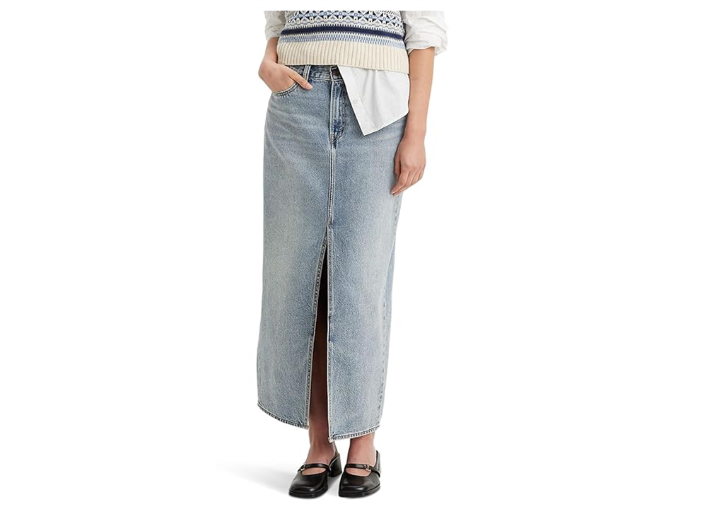 Levi s Women s Premium Ankle Column Denim Skirt Light Wash Blue