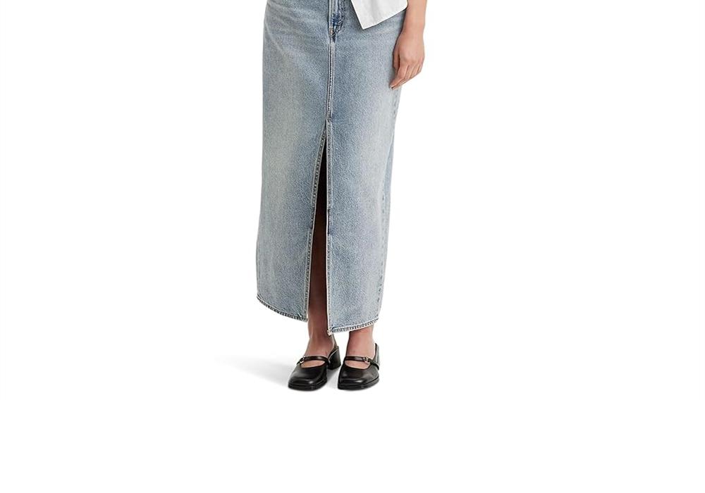 Levi s Women s Premium Ankle Column Denim Skirt Light Wash Blue