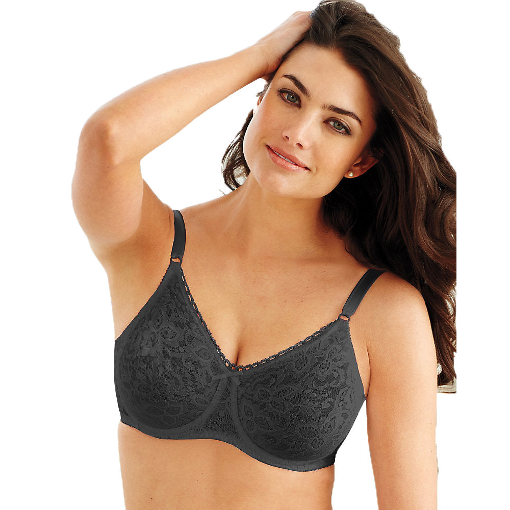 Bali Women's Lace and Smooth Underwire Bra Black