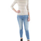 Three Dots Striped British Tee Gray Size S