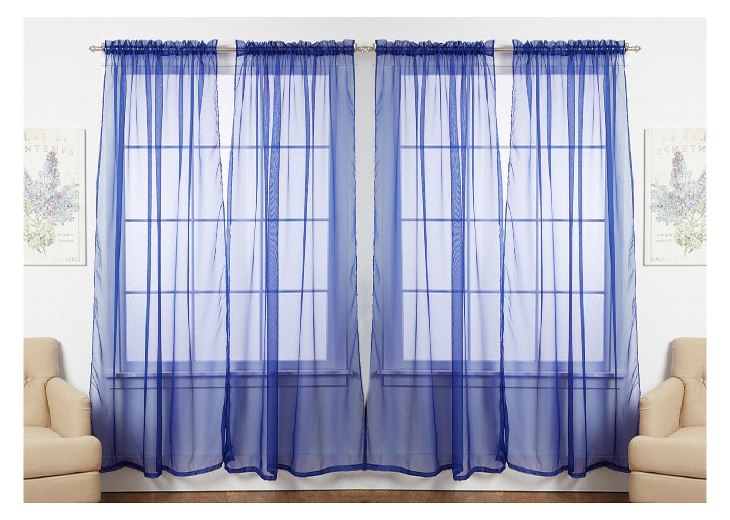J&V TEXTILES 4-Pack Value: Solid Sheer Window Curtain Panels