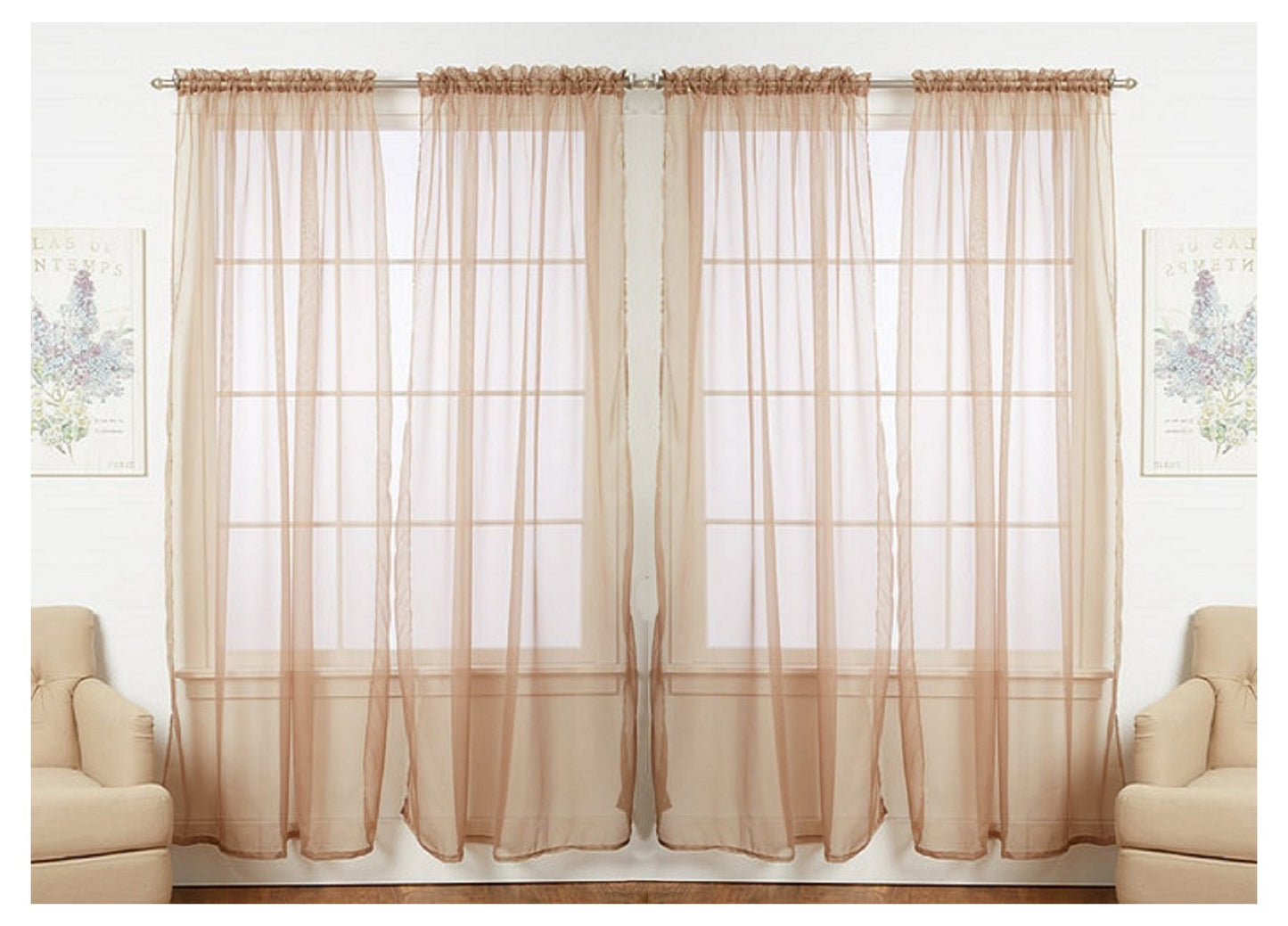 J&V TEXTILES 4-Pack Value: Solid Sheer Window Curtain Panels
