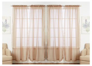 J&V TEXTILES 4-Pack Value: Solid Sheer Window Curtain Panels