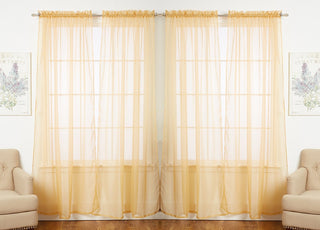 J&V TEXTILES 4-Pack Value: Solid Sheer Window Curtain Panels