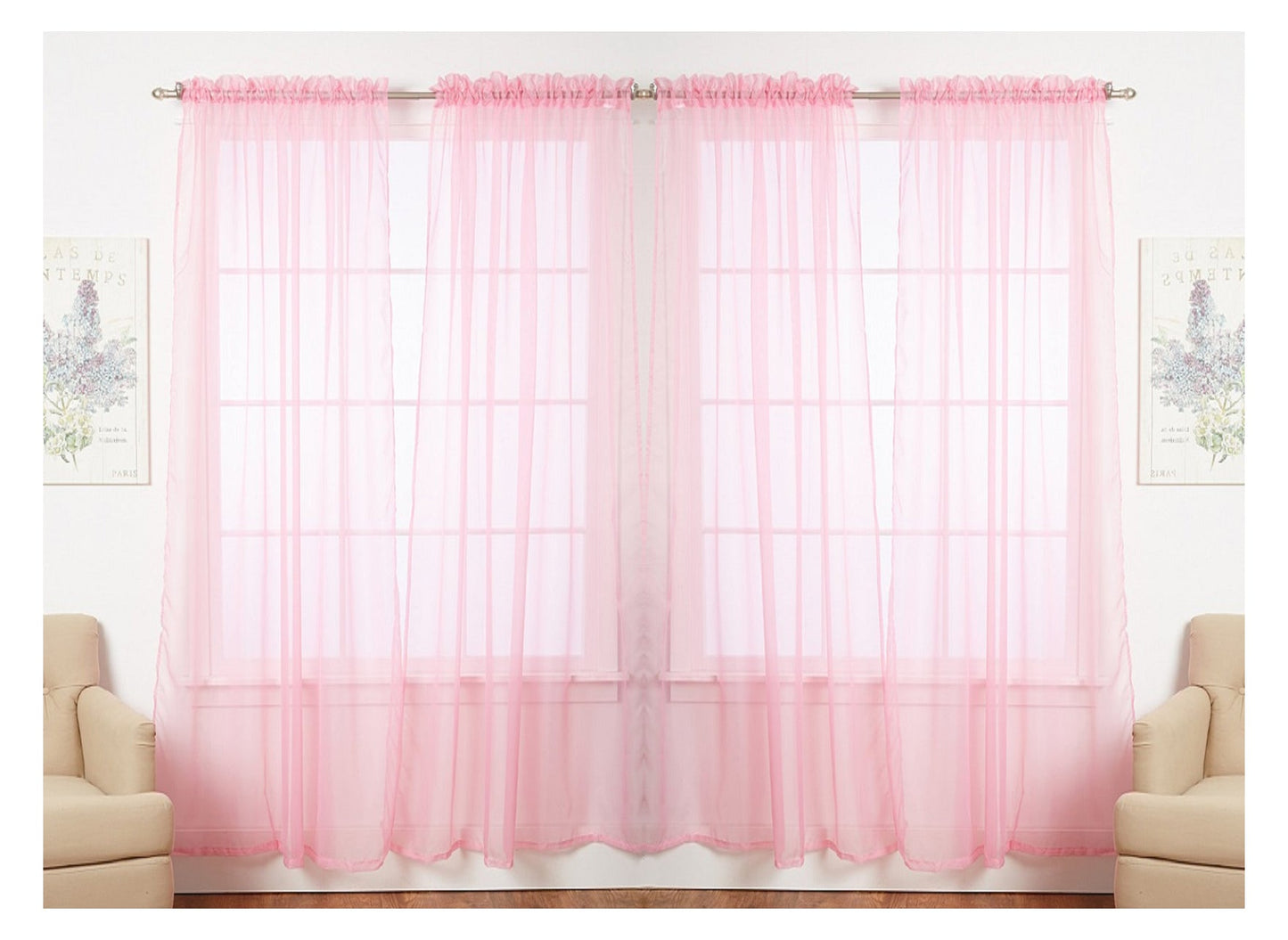 J&V TEXTILES 4-Pack Value: Solid Sheer Window Curtain Panels