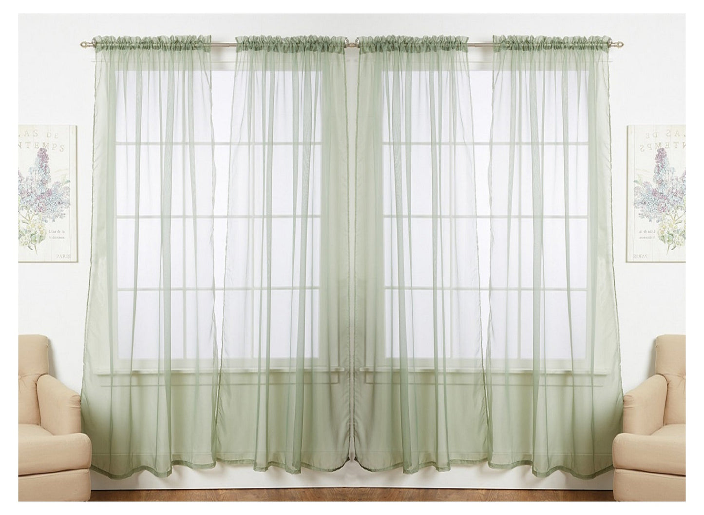 J&V TEXTILES 4-Pack Value: Solid Sheer Window Curtain Panels