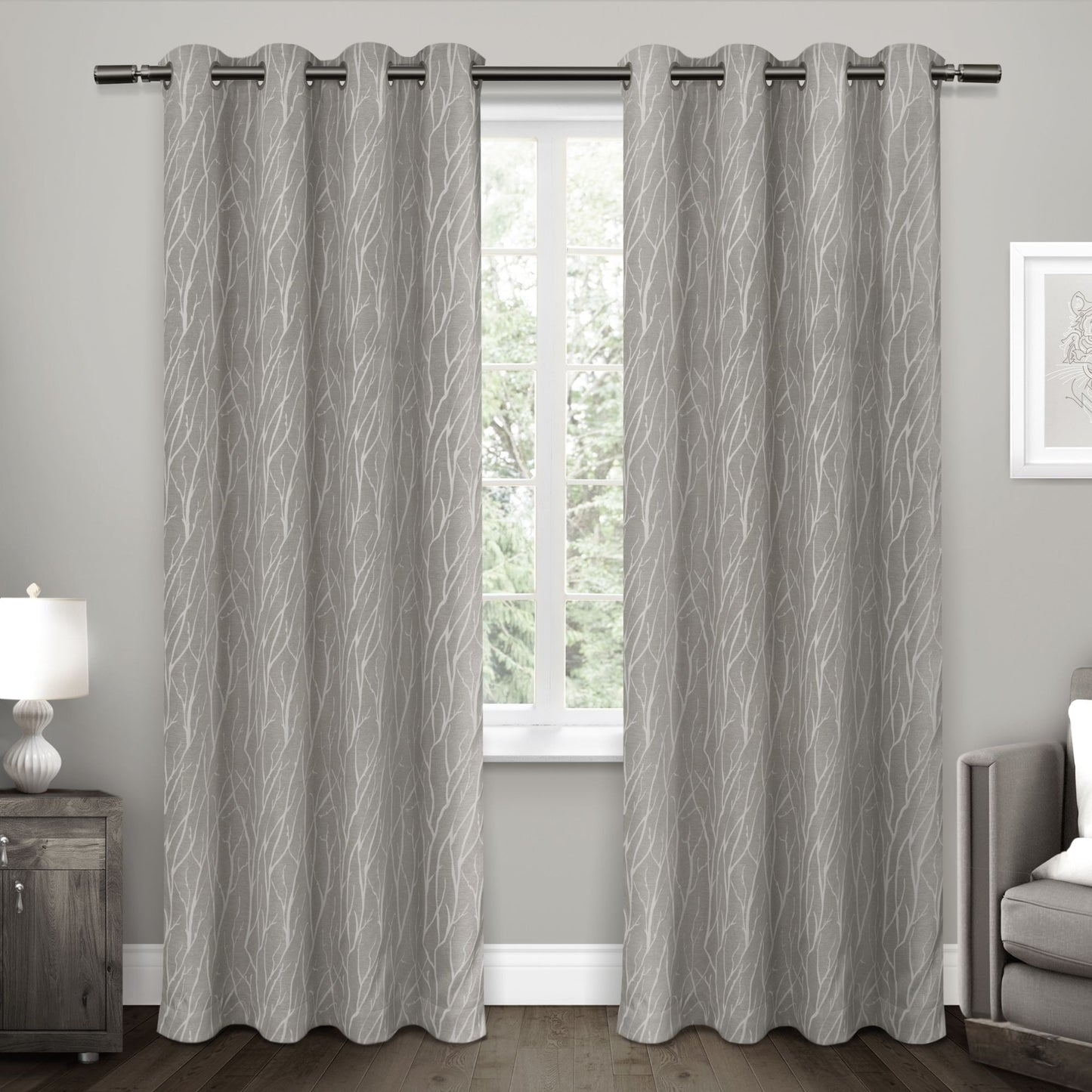 ATI Home Forest Hill Woven Room Darkening Blackout Grommet Top Curtain Panel Pair