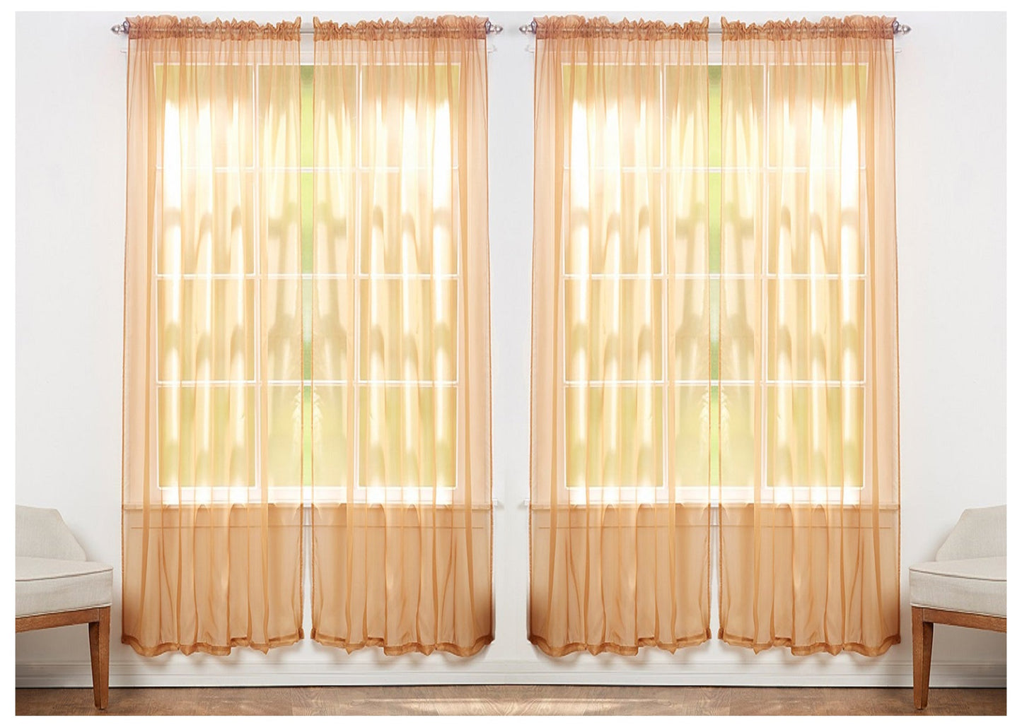 J&V TEXTILES 4-Pack Value: Solid Sheer Window Curtain Panels