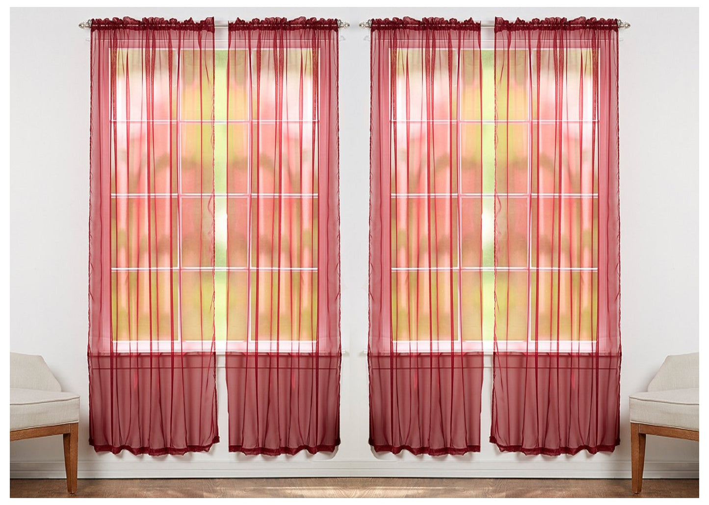 J&V TEXTILES 4-Pack Value: Solid Sheer Window Curtain Panels