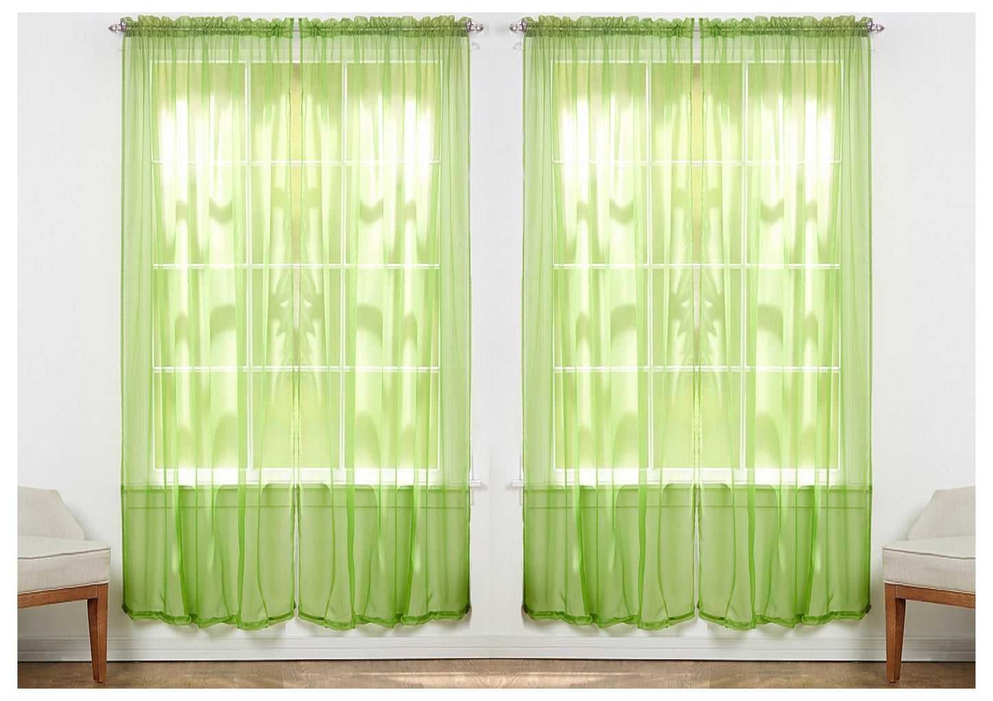 J&V TEXTILES 4-Pack Value: Solid Sheer Window Curtain Panels