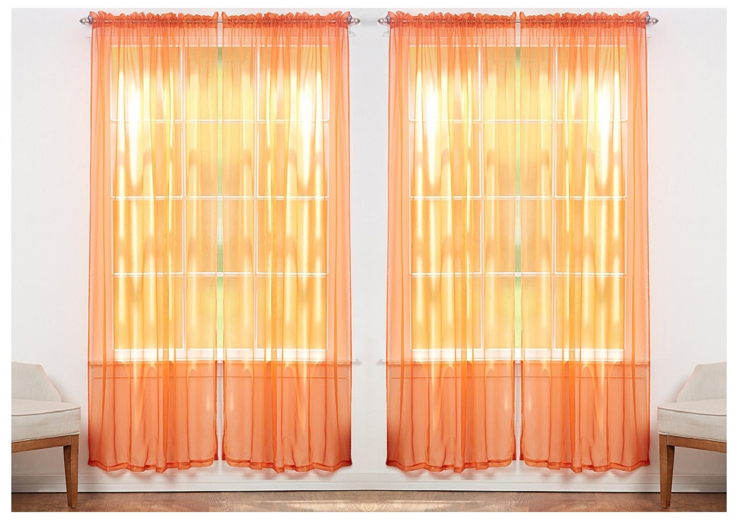 J&V TEXTILES 4-Pack Value: Solid Sheer Window Curtain Panels
