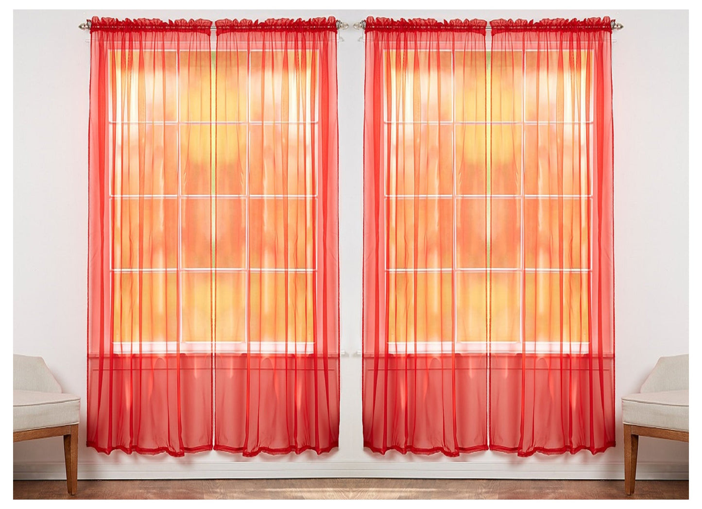 J&V TEXTILES 4-Pack Value: Solid Sheer Window Curtain Panels