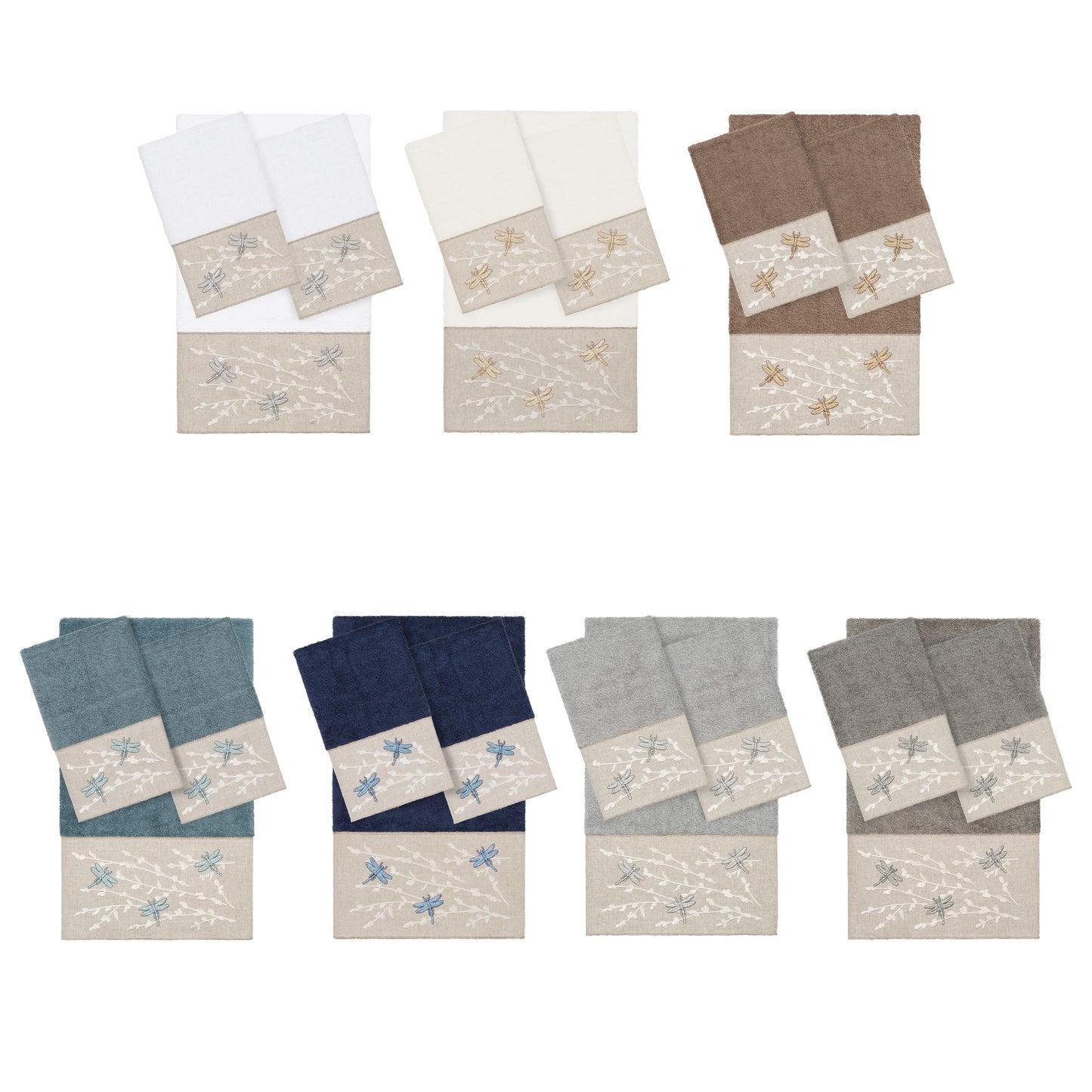 Authentic Hotel and Spa 100 Turkish Cotton Braelyn 3PC Embellished Towel Set