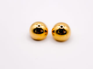 Italian Silver Gold-Dipped Clip Ball Earrings