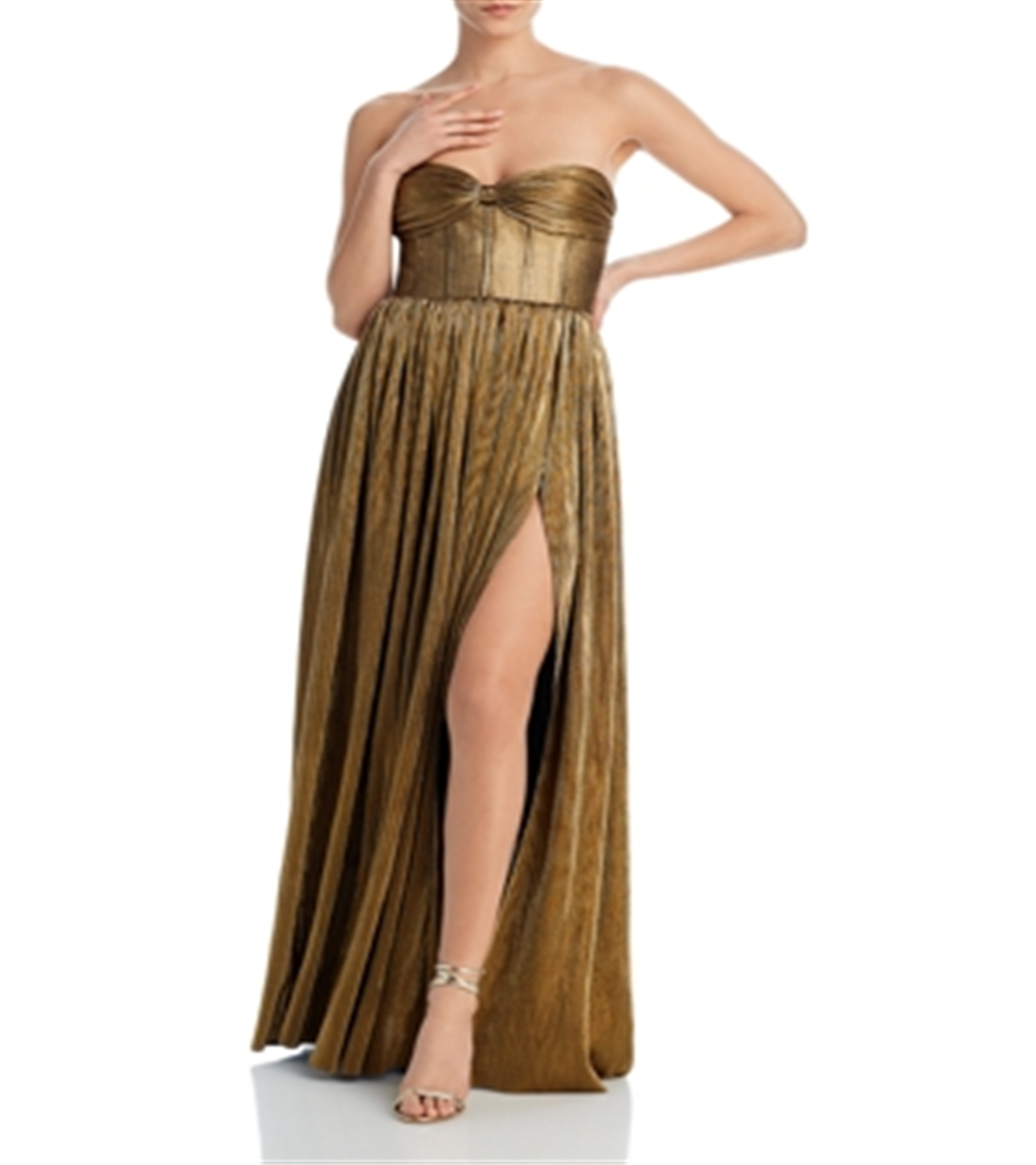 Florence Metallic Strapless Gown Gold Size M