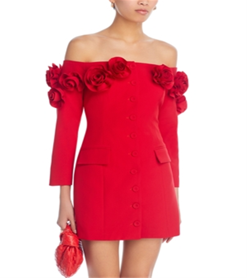 lucy paris off the shoulder rosette mini dress Lucy Paris Off The Shoulder Rosette Mini Dress Red