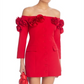 Lucy Paris Off The Shoulder Rosette Mini Dress Red