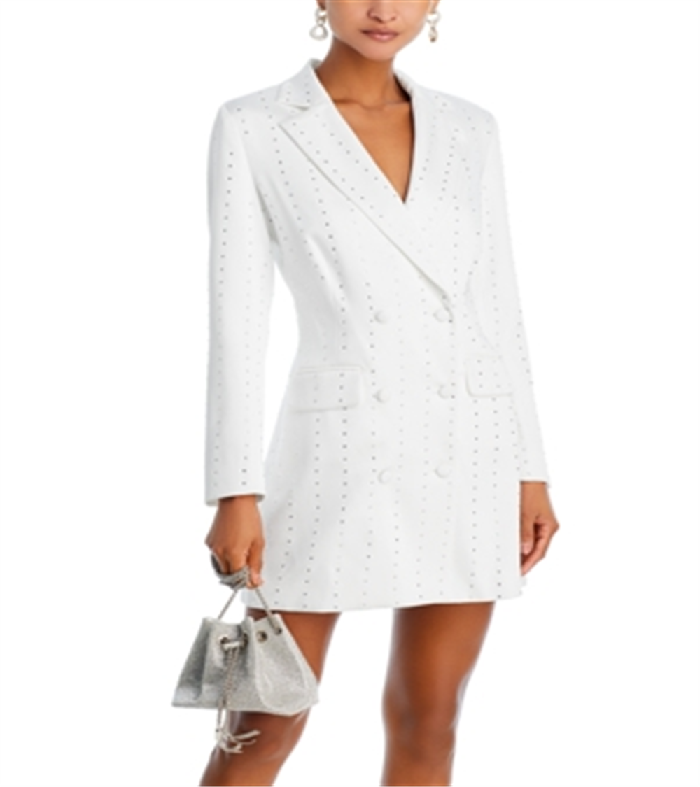 Lucy Paris Rhinestone Blazer Dress White Size XS