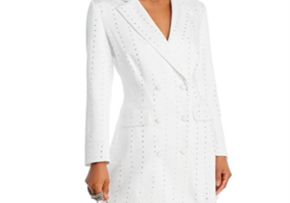 Lucy Paris Rhinestone Blazer Dress White Size XS
