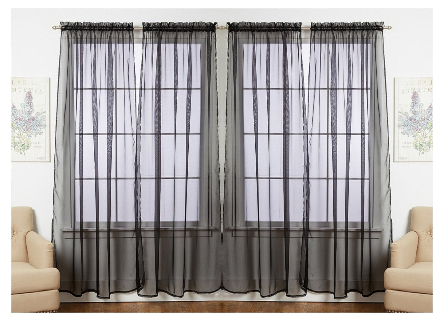 J&V TEXTILES 4-Pack Value: Solid Sheer Window Curtain Panels