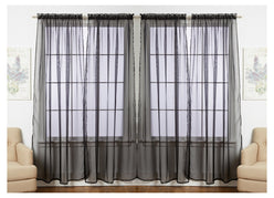 J&V TEXTILES 4-Pack Value: Solid Sheer Window Curtain Panels