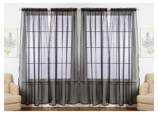 J&V TEXTILES 4-Pack Value: Solid Sheer Window Curtain Panels