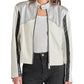 Steve Madden Helayna Color Blocked Moto Jacket Silver