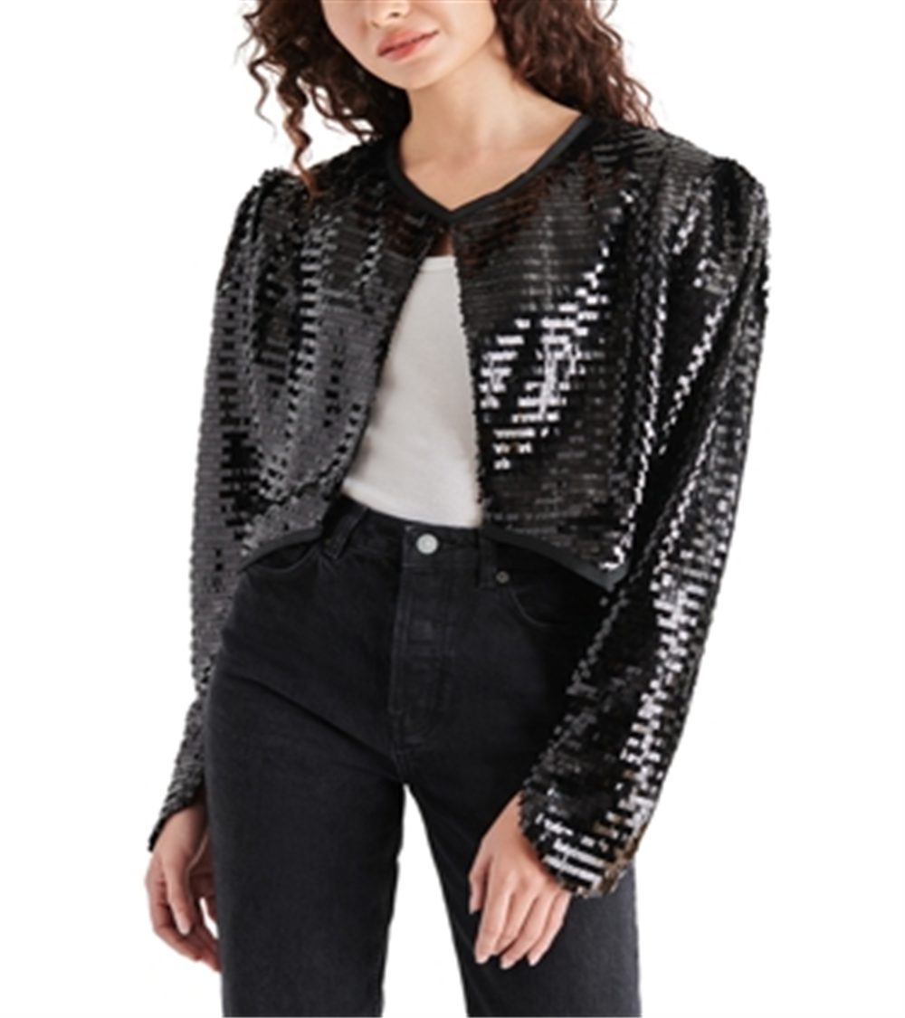 Steve Madden Juliet Cropped Piano Sequin Bolero Black