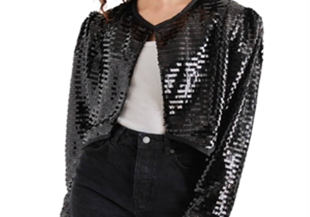 Steve Madden Juliet Cropped Piano Sequin Bolero Black
