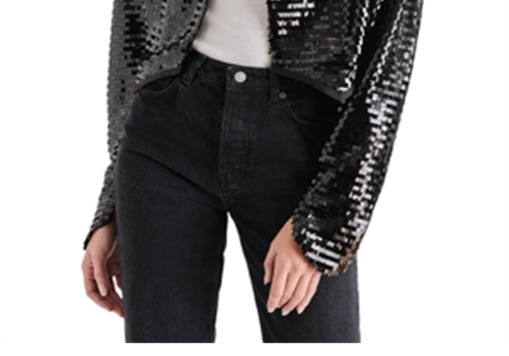 Steve Madden Juliet Cropped Piano Sequin Bolero Black