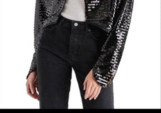 Steve Madden Juliet Cropped Piano Sequin Bolero Black