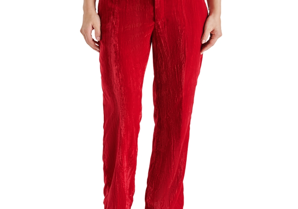 Steve Madden Mercer Crushed Velvet Pants Red