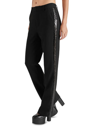 Steve Madden Waverly Sequin Stripe Kick Flare Pants Black