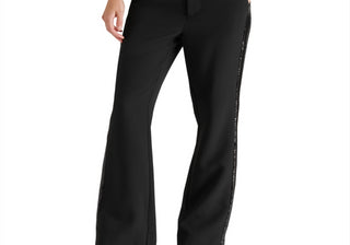 Steve Madden Waverly Sequin Stripe Kick Flare Pants Black