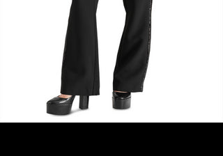 Steve Madden Waverly Sequin Stripe Kick Flare Pants Black