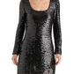 Steve Madden Charity Long Sleeve Sequin Dress Black
