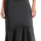 Steve Madden Lucille Satin Asymmetric Midi Skirt Black