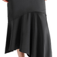 Steve Madden Lucille Satin Asymmetric Midi Skirt Black