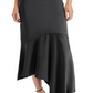 Steve Madden Lucille Satin Asymmetric Midi Skirt Black