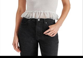 Steve Madden Rhiannon Smocked Tulle Top White