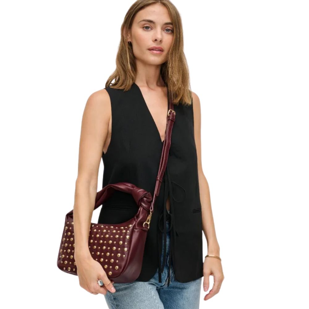 Urban Expressions Lennox Studded Faux Leather Convertible Hobo Bag