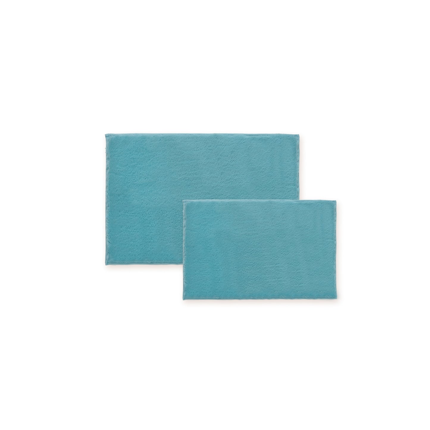 Bibb Home 5674 2 Piece Faux Fur Bath Mat Set Aqua